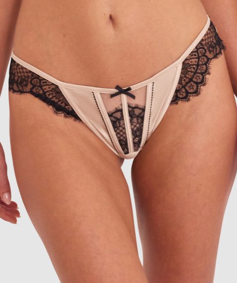 Vamp Invitation Only High Leg Brazilian Knicker - Gold/Black