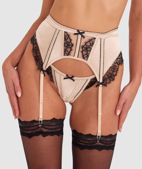 Vamp Invitation Only Waspie Suspender - Gold/Black
