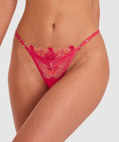 Vamp Picturesque High Leg String - Hot Pink