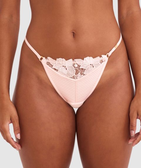 Vamp So Polite High Leg G String - Pale Pink