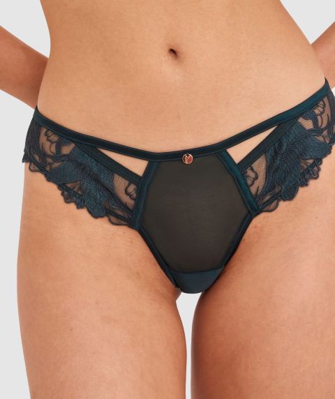 Vamp Spell On You High Leg Brazilian Knicker-Dark Green