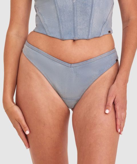 Vamp That's Hot High Leg G String - Grey