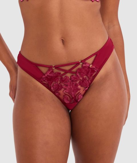 Vamp Wine & Dine High Leg G String - Berry