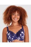 Sapphire Full Coverage Underwire Bra - Print Floral/Dark Blue