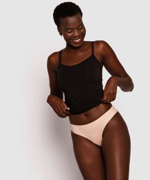 Smooth Comfort Lace V String Knicker - Blush Pink