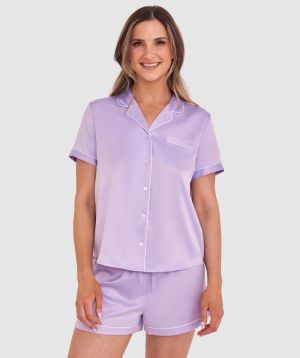 Liquid Satin Short Sleeve - Purple