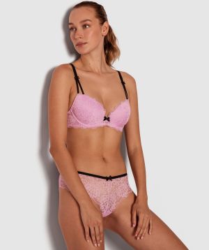 Paloma Balconette Push Up Bra - Lillac/Black