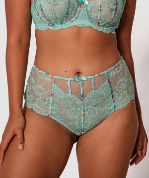 Bethany High Waist V String Knicker -  Aqua