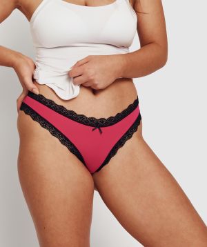 Rosy Brazilian Knicker - Dark Pink/ Black