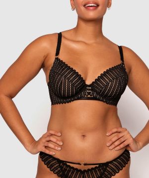 Moira Plunge Underwire Bra - Black 