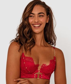 Vamp Midnight Hour Double Push Up Bra - Light Red