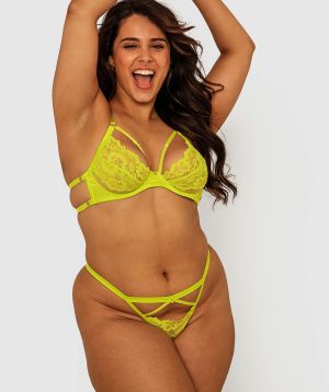 Night Games Entice Underwire & Mini V Set - Acid Lime