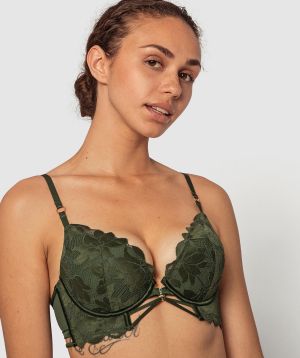 Ellie Plunge Push Up Bra - Khaki