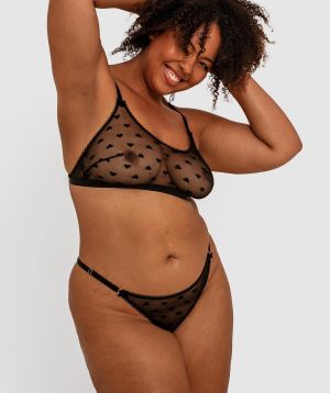 Night Games Love Fool Bralette & Mini V Set - Black