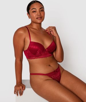 Dotty Push Up Bra -  Dark Red