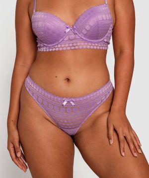 Dotty V String Knicker - Dark Purple