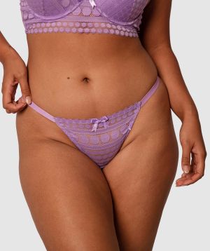 Dotty Mini V Knicker - Dark Purple