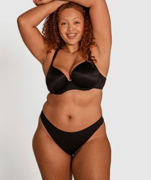 Seamless With Cotton V String Knicker - Black
