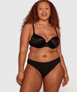 Seamless With Cotton Bikini Knicker - Black