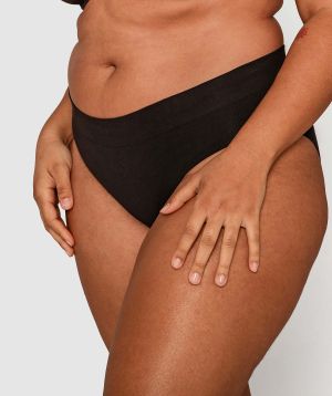 Seamless With Cotton Midi Brief - Black