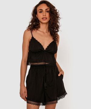 Aurelia Crop Cami - Black