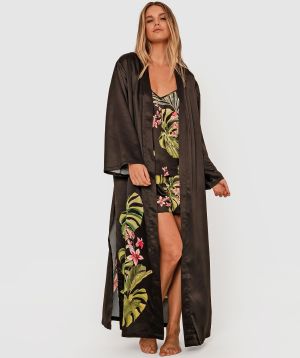Midnight Palms Longline Wrap - Tropical Print