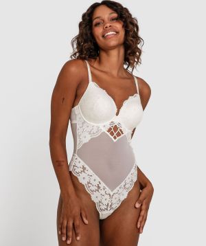 Saskia Contour Plunge Bodysuit - Ivory