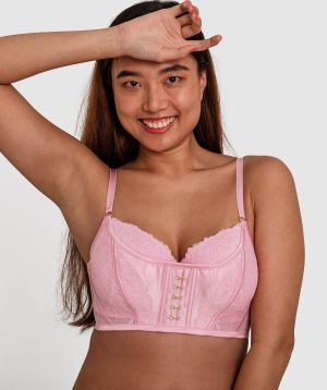 Edwina Full Cup Corset Bra - Pink