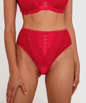 Edwina High Waist V String - Red