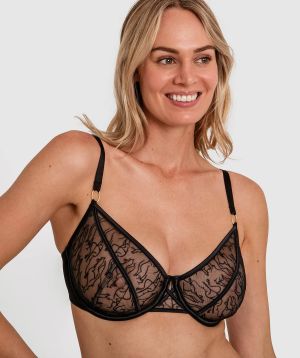 In The Nude Full Cup Underwire Balconette Bra - Black