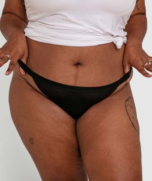 Basics Modal Blend High Leg Tanga Bikini - Black