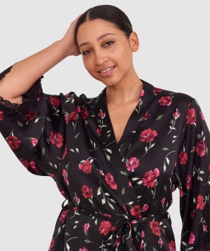 Bethany Short Wrap - Print Floral/Black