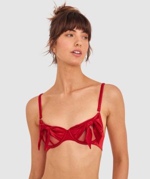Night Games Pinky Promise Unlined Bra-Dark Red