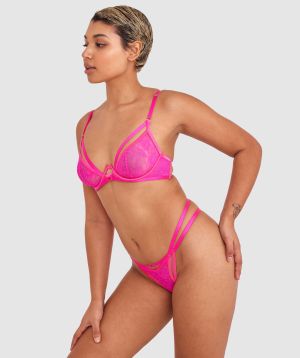 Night Games Sweet Escape Underwire & String Set - Pink