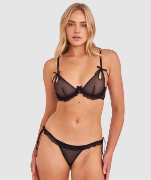 Night Games Adorn You Unlined & String Set - Black