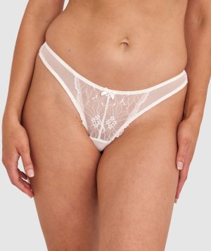 Betsie High Leg G String - Ivory