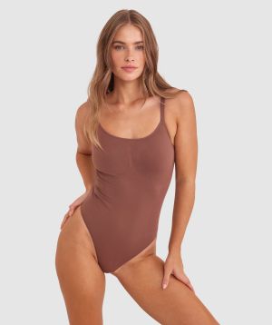 Maidenform Seamless Thong Bodysuit - Brown