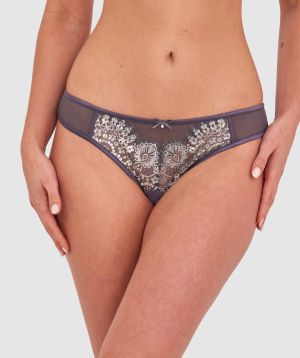 Silvia Brazilian Knicker - Dark Grey/Silver