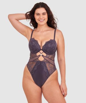 Ingrid Push Up Bodysuit - Dark Grey