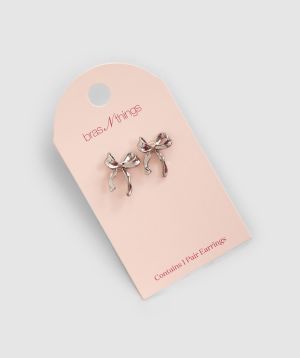 Bow Earrings-Silver