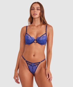 Vamp Eternity High Leg String - Dark Blue
