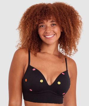 Amy Push Up Wirefree - Black/Multicolour