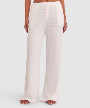 Sary Long Pant - Ivory/Pink