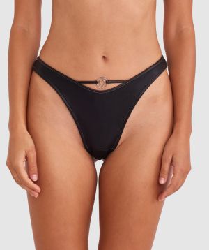 Night Games Slick High Leg G String - Black