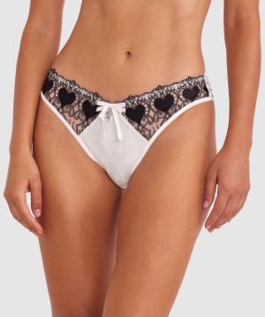 Enchanted Hopelessly Devoted High Leg Brazilian Knicker - Ivory/Black