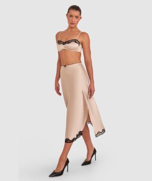 Vamp Invitation Only Slip Skirt Set - Gold/Black