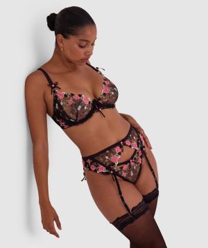 Enchanted True Love Suspender - Black/Multicolour
