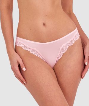 NKD High Leg Lace Brazilian Knicker - Pink