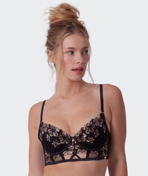 Vamp Allure Push Up Longline Bra - Black/ Print Animal
