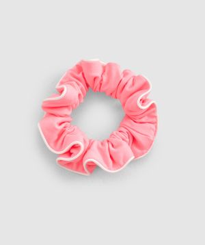 Scrunchie With Piping - Pink/Ivory